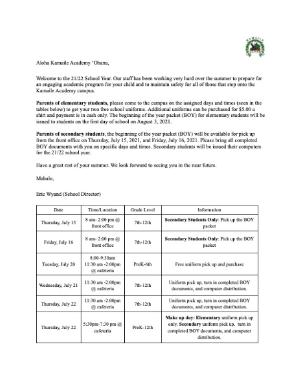 Beginning-of-the-Year Packets & Uniform Pick-Up Info